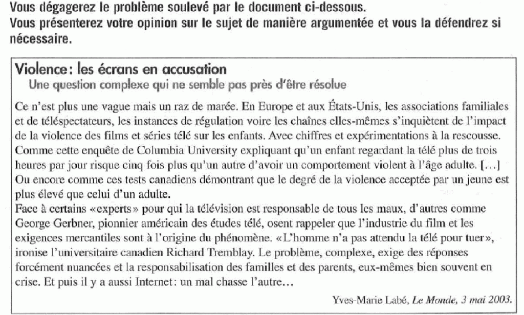 French text comprehension