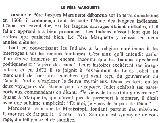 Reading / Comprehension - "Le Père Marquette" (Level B) | Online French