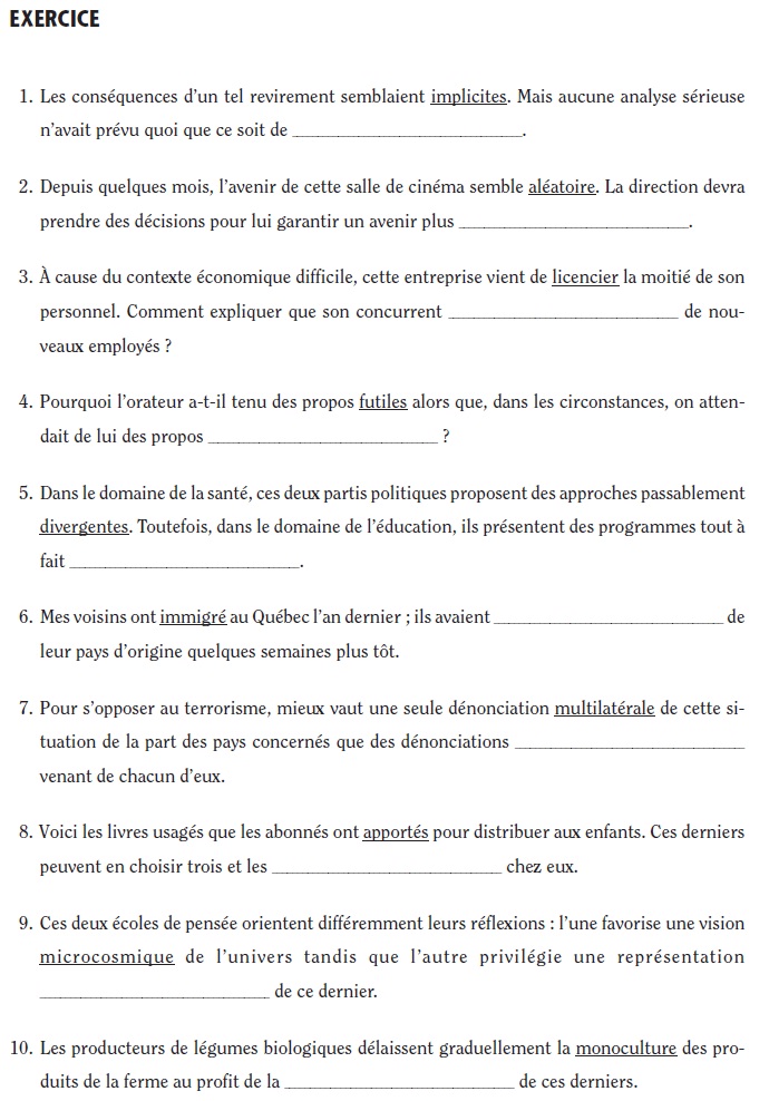 French_Vocabulary_Exercise_4